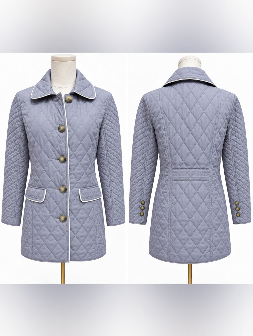 Chico's Mid-Length Diamond Quilted Jacket Coat Size 4/6
